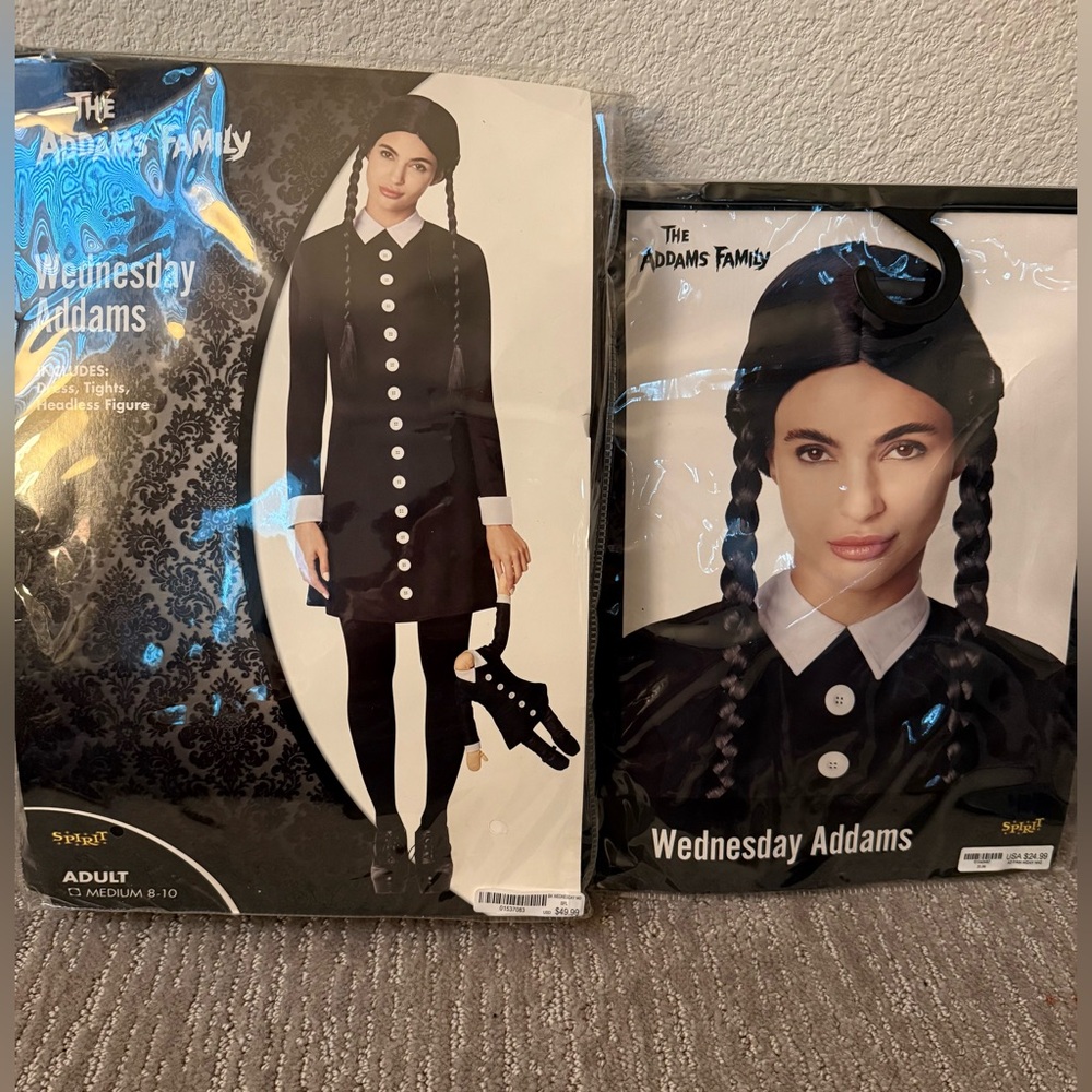 Adult Wednesday Adam’s costume with wig